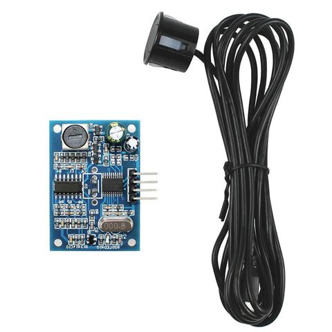 Waterproof Ultrasonic Sensor Module For Arduino With JSN SR04T, circuit board and black transducer with wire, 25cm To 4m Range, IP67 Enclosure