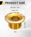 Golden M18 Aluminum Alloy Crank Cover Screw For Bicycle Crankset Arm Bolt And Chainwheel, 7075, Size Ø27.5mm, Length 10mm