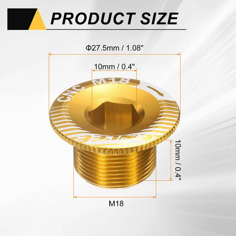 Golden M18 Aluminum Alloy Crank Cover Screw For Bicycle Crankset Arm Bolt And Chainwheel, 7075, Size Ø27.5mm, Length 10mm