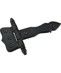 5 Inch Black Wrought Iron Antique Style Barn Door Hinge, Flush Mount Cast Iron, Rustic Colonial Black Finish, Close-Up View