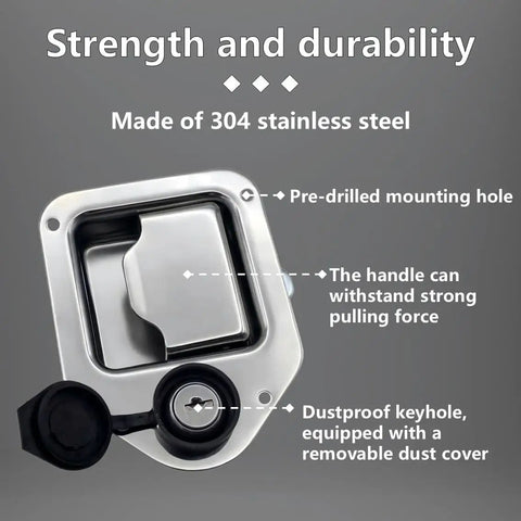 Heavy Duty 304 Stainless Steel Toolbox Latch Replacement 2 Pack With Keys For Truck RV Trailer UTV ATV Paddle Lock showcasing features