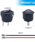 Five Pack 12V Round Rocker Switches SPST Two Pin On Off Toggle For Cars Boats RVs Marine Use With Wires Black