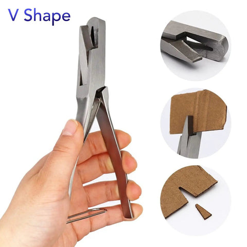 Stainless Steel Ear Tag Plier for Livestock Identification With V Shape Notcher Ergonomic Vet Tool for Cattle Sheep and Goats Durable Pig Ear Tag Pliers for Quick Clean Notches in hand with detailed notching examples