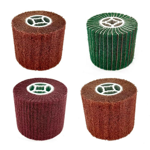 4 Pack Pro Grade Abrasive Burnishing Drum Wheel Set With Sandpaper For Metal Rust And Paint Removal, 4.7 X 4 Inch Tool