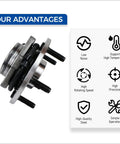 Front view of Front Wheel Hub And Bearing Assembly 515151 For Ram 1500 2012 To 2018 And 2019 Ram 1500 Classic 5 Lug With ABS