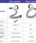 Comparison of upgraded and original rotator hose handle, showing improvements in Premium PVC material for Lift Away NV500 series.