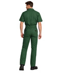 Men's Short Sleeve Zip Up Coveralls Built Different For The Daily Grind Heavy Duty Cotton Poly Blend Work Jumpsuit back view