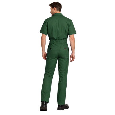 Men's Short Sleeve Zip Up Coveralls Built Different For The Daily Grind Heavy Duty Cotton Poly Blend Work Jumpsuit back view