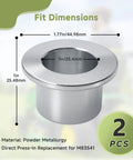 Premium Heavy Duty Steering Pivot Bushing 2 Pack For John Deere X700 X900 Riding Mower showing dimensions and steel material.