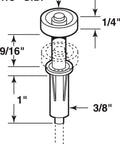 Diagram of Nylon Bi Fold Closet Top Roller Guide Spring Loaded Seven Eighths Inch Wheel Two Pack For Bi Fold Doors