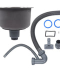 Mini Round Stainless Steel Kitchen Sink Bar Basin with Drainpipe Fitting 30cm Diameter, compact design with accessories.