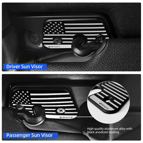 Upgrade Aluminum Sun Visor Clips For Jeep Wrangler JK 2018 JL 2018 2023 Gladiator 2020 2023 installation in vehicle interior