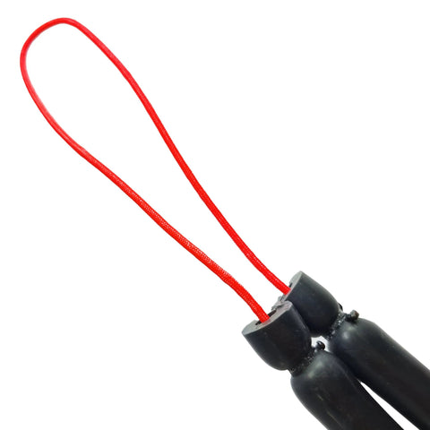 Close-up of Pole Spear Band For Polespear, 7/16 Inch Outer Diameter, 3/16 Inch Inner Diameter, showing red Spectra cord loop.