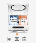 Hassle Free Countertop Dishwasher Running Fully Automatic Wash Cycles With Fast Self Dry Heavy Duty Triple Filter Screen, open view.