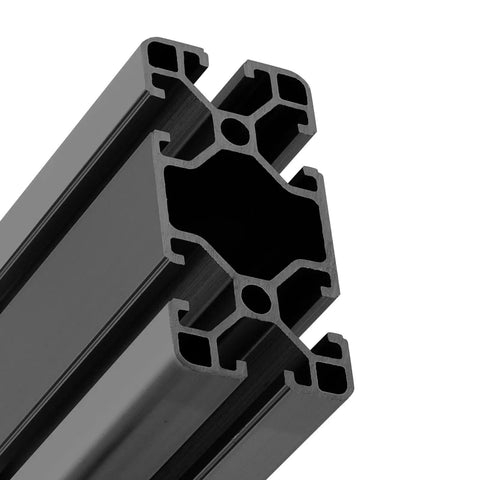 Close-up of Heavy Duty 48 Inch Aluminum Extrusion Profile 4080 T Slot Black Anodized European Standard Linear Bar Rail Framing