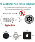Anti Theft License Plate Screws Set In Rust Resistant Stainless Steel Tamper Proof Security Bolts diagram with measurements