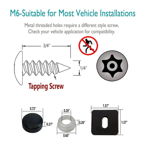 Anti Theft License Plate Screws Set In Rust Resistant Stainless Steel Tamper Proof Security Bolts diagram with measurements