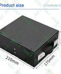 High Capacity 48 Volt Lithium Battery For Electric Forklift And Pallet Jack With Portable Handle, black steel case, 210mm x 175mm x 85mm.