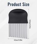 Stainless steel crinkle cutter for vegetables with black handle; 13.5 cm long, by Amazon.