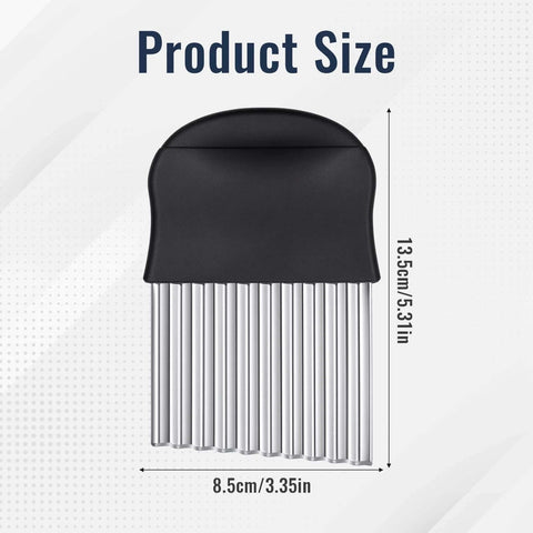 Stainless steel crinkle cutter for vegetables with black handle; 13.5 cm long, by Amazon.