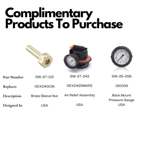 Brass sleeve nut, air relief assembly, and pressure gauge for CCX1000V Air Relief Valve Replacement For Hayward DE Sand And Cartridge Pool Filters
