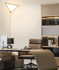 Plug In Corner Light 2 Pack With Switch, Modern Triangle Wall Light Fixture With Acrylic White Shade in modern office space.