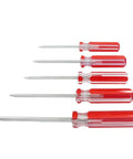 Top Shelf Five Piece Magnetic U Type Precision Driver Kit With Hardcore Steel Blades And Slick Secure Bit Holders, red handles.