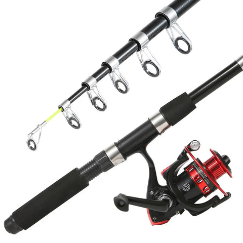 6.9ft Telescopic Fishing Rod Set 2 Pack With Carbon Fiber Poles 2 Spinning Reels Carrier Bag Freshwater Rod And Reel Combo Portable