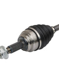 Two Front CV Axle Assemblies for Ford Fiesta 2011-2017 Manual Transmission, black rubber boot and splined shaft