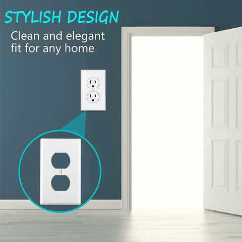 Ultra Durable Shatterproof Outlet Wall Plates 1 Gang Duplex Covers 12 Pack White Polycarbonate Thermoplastic UL Listed wall plate