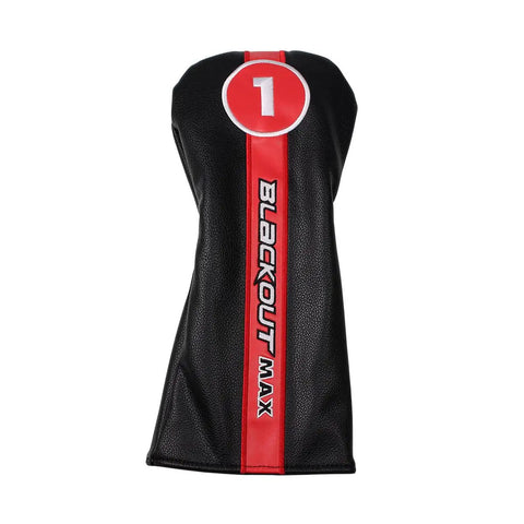 TPS Blackout Max Lefty Driver cover in black and red with number one badge, highlighting the large sweet spot and high MOI features.