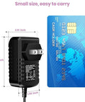 Pro Grade Guitar Pedal Power Supply Adapter 9V DC 1A 1000mA with size measurement comparison to a card