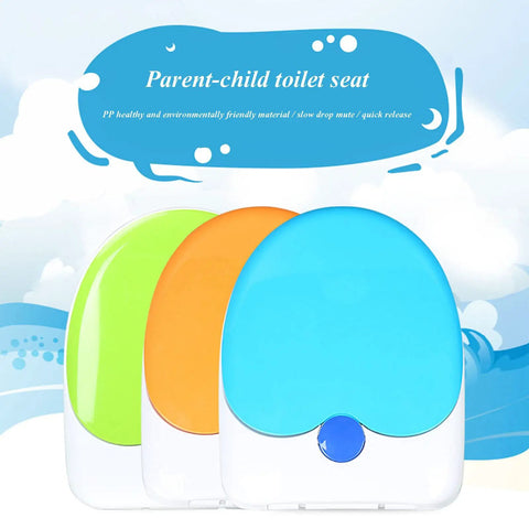 No Fuss Premium Durable Plastic Toilet Seat For Elongated Bowls Featuring Quick Swap Hinges Quiet Close Action Smooth Gliding Lid White Bathroom Real Deal Upgrade in green, orange, and blue colors.