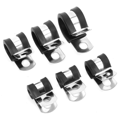 Rugged Stainless Steel Cable Clamp Kit With Rubber Sleeves 52 Piece Black Wire Management Set for Automotive Industrial and Home Use Built Tough Precise Fit