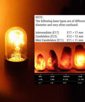 Comparison chart and glowing Six Pack E12 Candelabra Base 15W Incandescent Bulbs For Himalayan Salt Lamps And Plug In Night Lights Dimmable Brightness Two Point Zero By Zero Point Seven Inch Size Ideal Replacement Bulbs