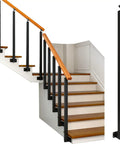 Tough As Nails Side Mount Banister Posts Black Metal Deck Railing Spindles with Heavy Duty Adjustable Brackets on a stair railing.
