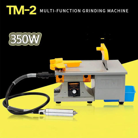 350W TM-2 multi-function grinding machine with flexible shaft and yellow safety guard, ideal for precise tool sharpening.