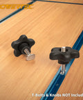 Double Cut Profile Universal T Track Kit With Bi Directional Short Stops Four 48 Inch T Tracks And Four Stop Blocks For Woodworking Jigs And Fixtures Sanding And Routing Pro Grade Easy Install on wood bench