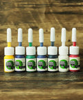 Seven tattoo ink bottles included in Dual Rotary Tattoo Machine Kit For Beginners with Power Supply And Foot Pedal One Liner