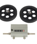 5 Digit Rolling Wheel Counter for Measuring Length with Easy Operability, includes two black wheels and a digital counter.