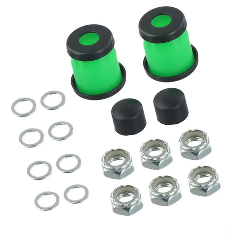 Pivot Tube Maintenance Kit For Skateboards And Longboards With Pivot Cups Axle Nuts Speed Rings Cylindrical And Tapered Bushings In Green This Rebuild Set Keeps Your Trucks Solid And Smooth shown in image