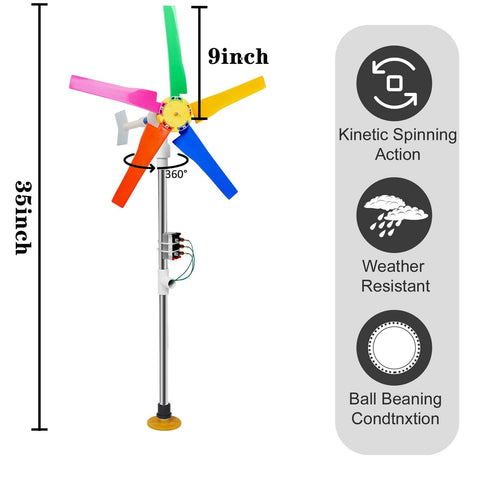 Small Wind Turbine Generator Kit With Wind Powered Light Strip For Backyard Decor Vibe Free Energy Garden Accent 18 Inch Diameter No Batteries Needed Easy Outdoor Setup Eco Friendly Outdoor Lighting