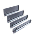 Four gray Undermount Drawer Slides Rail For Soft Close Cabinets, Slick Slim Tandem Design, Hidden Install, 45kg Load, 12 Inch