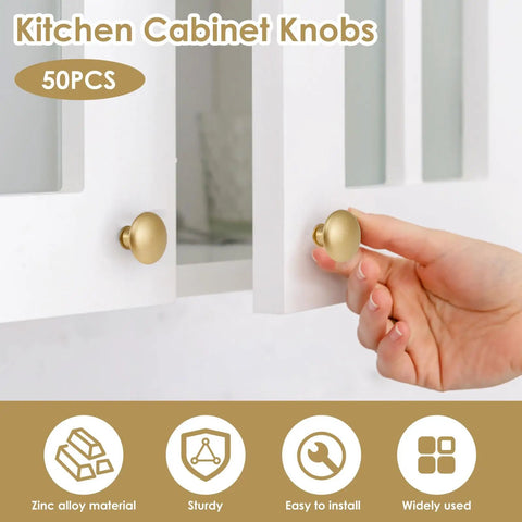 50 Pack Gold Round Cabinet Knobs 30mm Drawer Knobs Bulk Set With Screws Hollow Inside Lightweight Rustproof Dresser Knobs