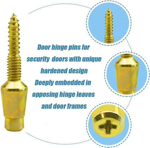 10 Pieces Door Hinge Security Pins and Safety Screws Kit for Stronger Doors, close-up of galvanized steel pins showing cross head fasteners.