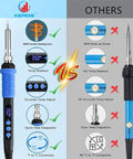 Comparison of Heated 100W Soldering Iron Kit With LCD Temp Readout And Auto Sleep vs standard model