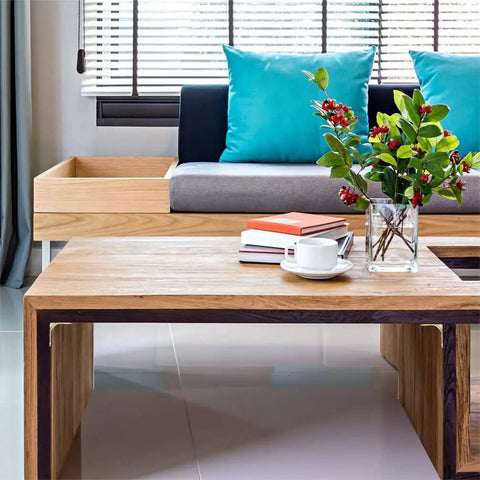 Heavy Duty Metal L Bracket And Corner Shield Supporting Shelving Braces With A Slick Right Angle Design For Wood Furniture Wall Mounted Cabinet Shelf Brace Hardware Kit displayed with wooden coffee table and modern sofa in a cozy living room setup.