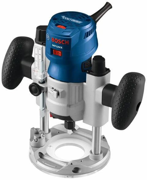 Palm Router Plunge Base For GKF125CE with ultra-smooth plunge action and micro fine adjustment, durable base shown in detail.