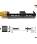 Built Tough T Type Mini Sliding Table With Linear Rail For Cnc Z Axis Actuator, 300mm stroke, compact design, with golden knob.