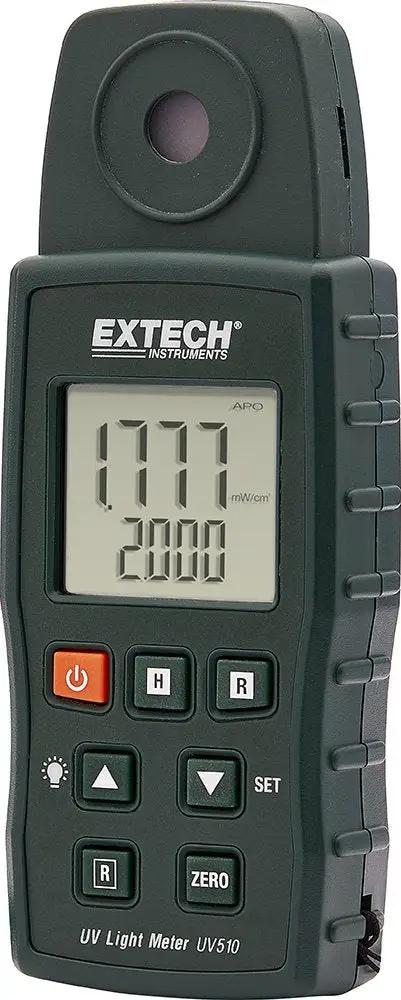 UVA Light Meter 320 To 400 Nanometer Digital Ultraviolet Light Tester With Backlit LCD Display handheld showing readings